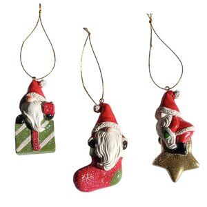 3 Santa Christmas Tree Ornaments